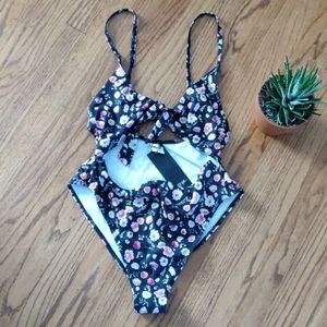 Nasty Gal one piece floral cutout bathing suit